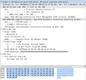 Captured R-APS frame in Wireshark